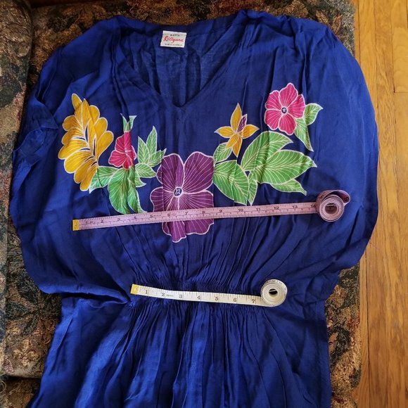 Batik, cotton kaftan dress, M, flowers & leafs, hand made, Liliyana, in TV show - Picture 6 of 7